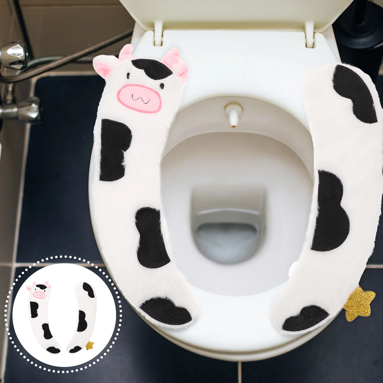 

2Pcs Convenient Kids Toilet Cushions Cow-shaped Toilet Pads for Kids Toilet