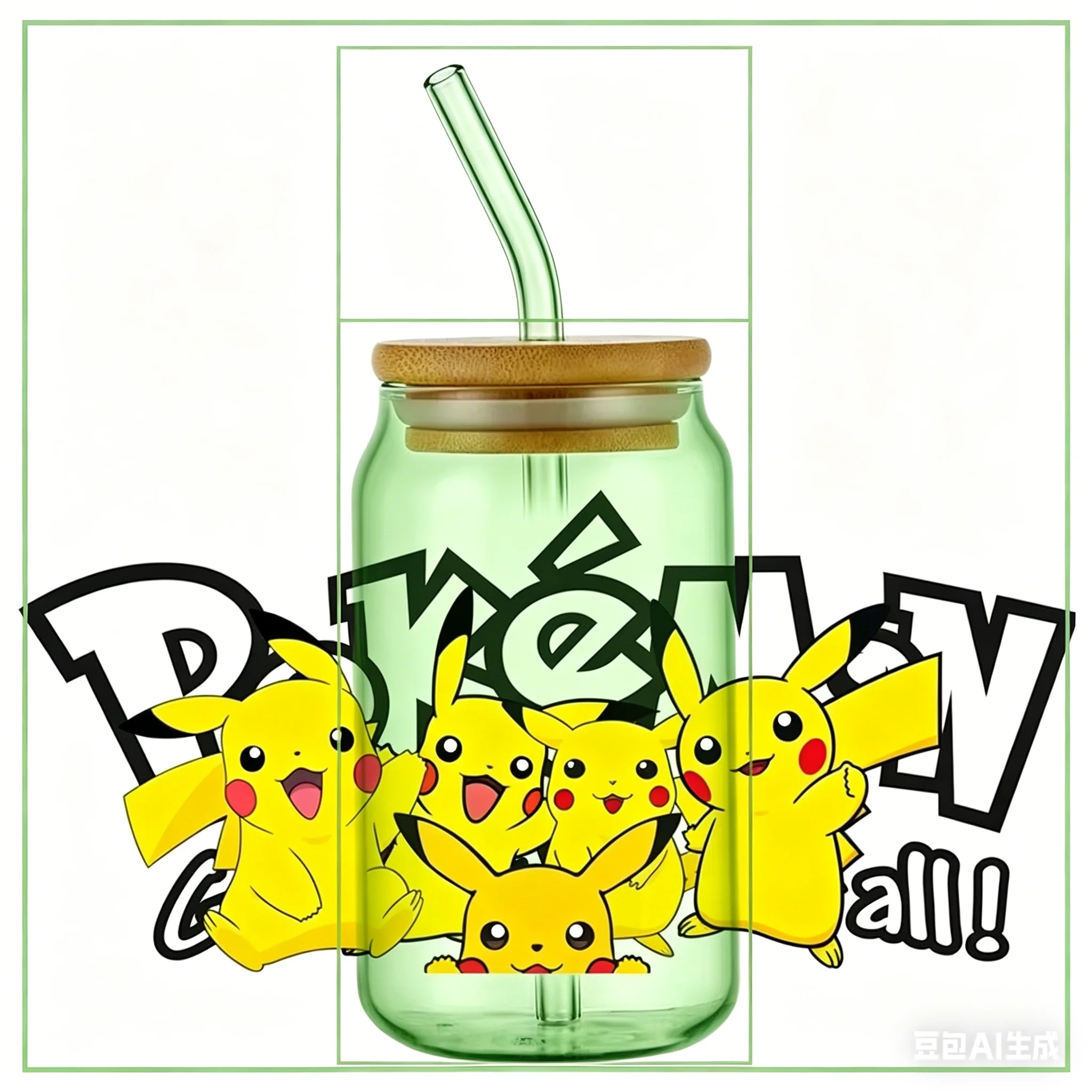 Фото Популярные наклейки для кружек с новым дизайном Pokemon, УФ-печать, водостойкие переводные наклейки, декоративные наклейки для стаканов Libby Glass 16oz. №1