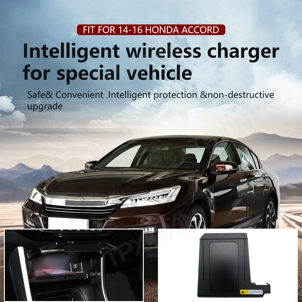 

Автомобильное беспроводное зарядное устройство QI, зарядное устройство для телефона, быстрая зарядка, держатель для Honda Accord 2014 2015 2016