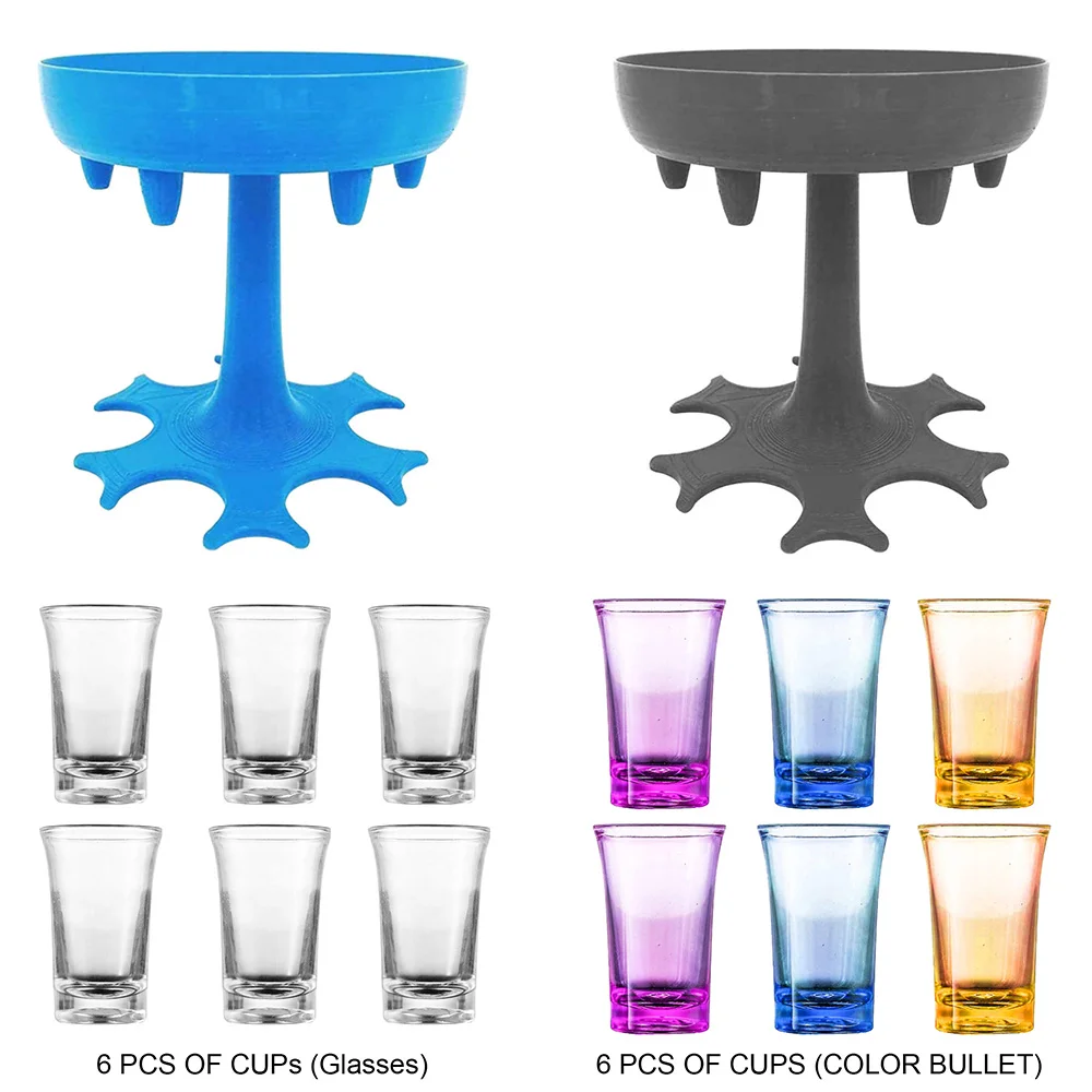 

6 Shot Glass Dispenser Holder Wine Whisky Beer Dispenser Rack Bar Accessories Caddy Dispenser Party Games Glass Drinking Tools