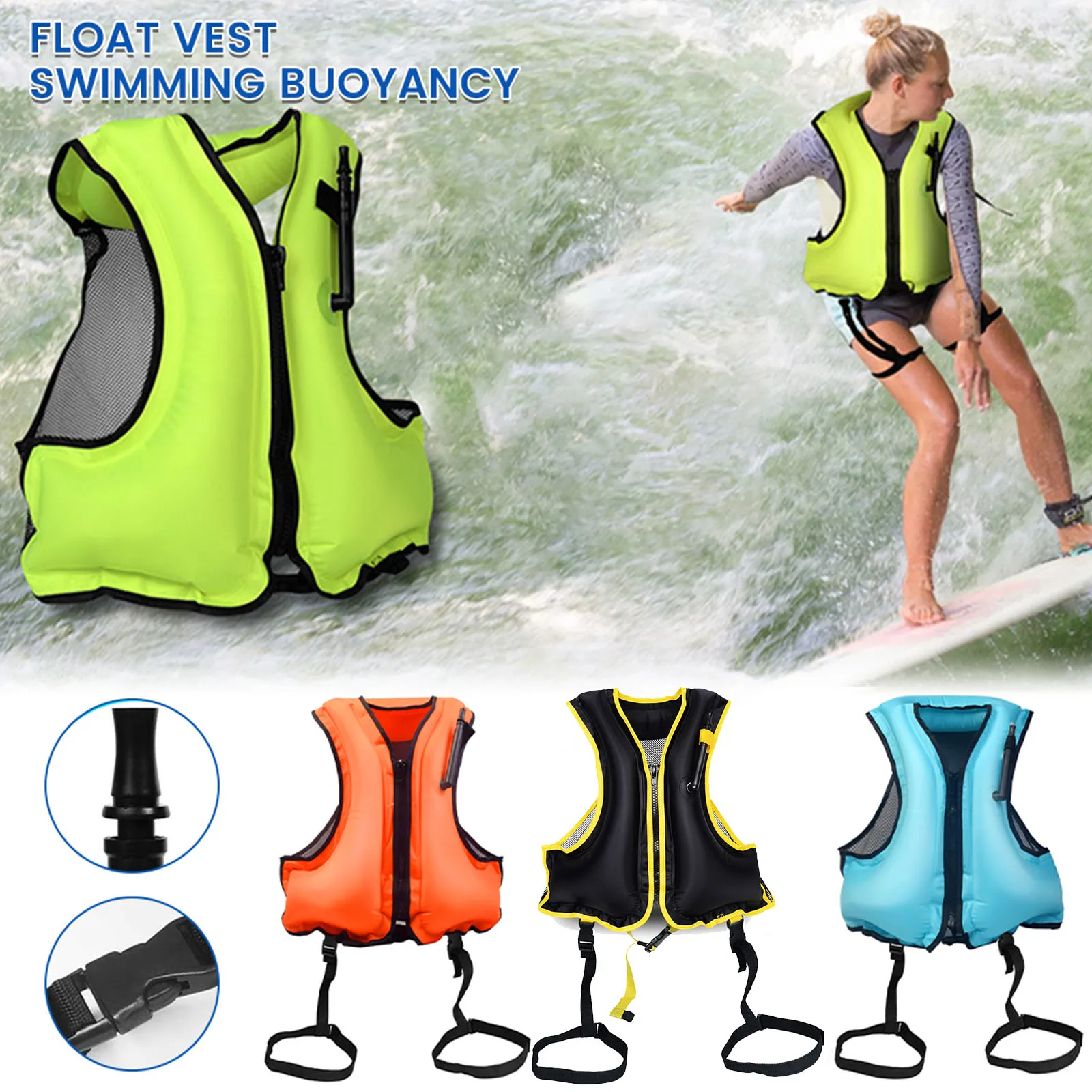 

Portable Inflatable Swimming Vest Swimsuit Inflatable Snorkel Life Jacket Buoyancy Aid Kayaking Paddle Boarding Fishing Safety