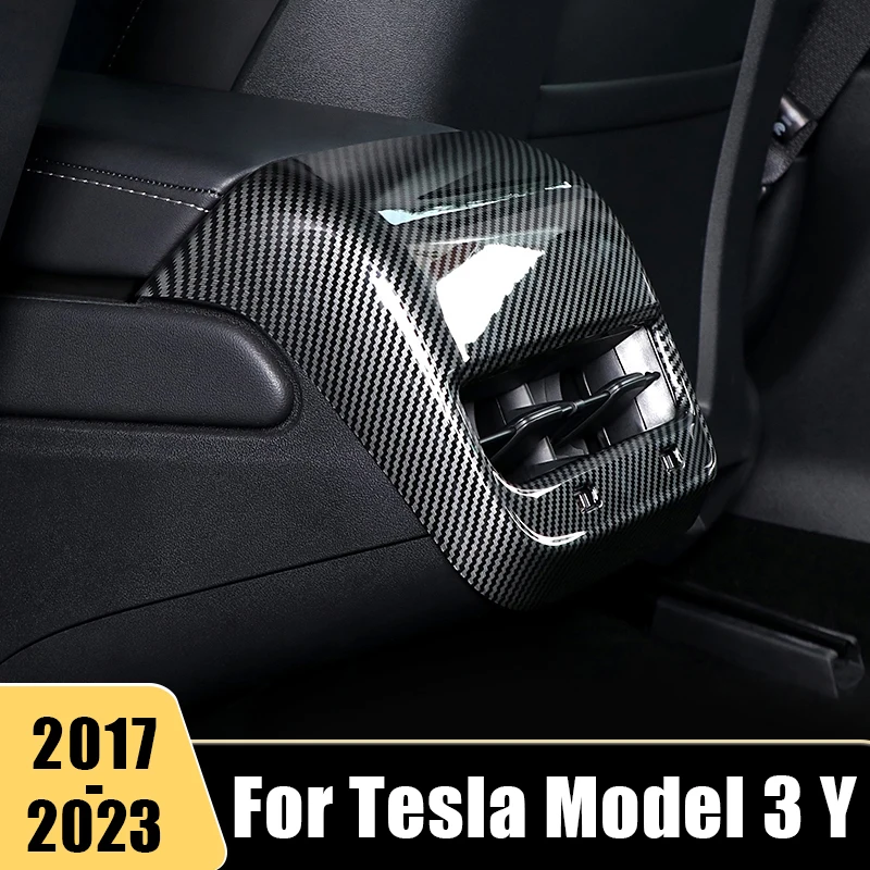 

Rear Air Conditioning Vent Outlet Cover For Tesla Model 3 Y 2021 2022 2023 ABS Carbon Fiber Protect Trim Sticker Car Accessories