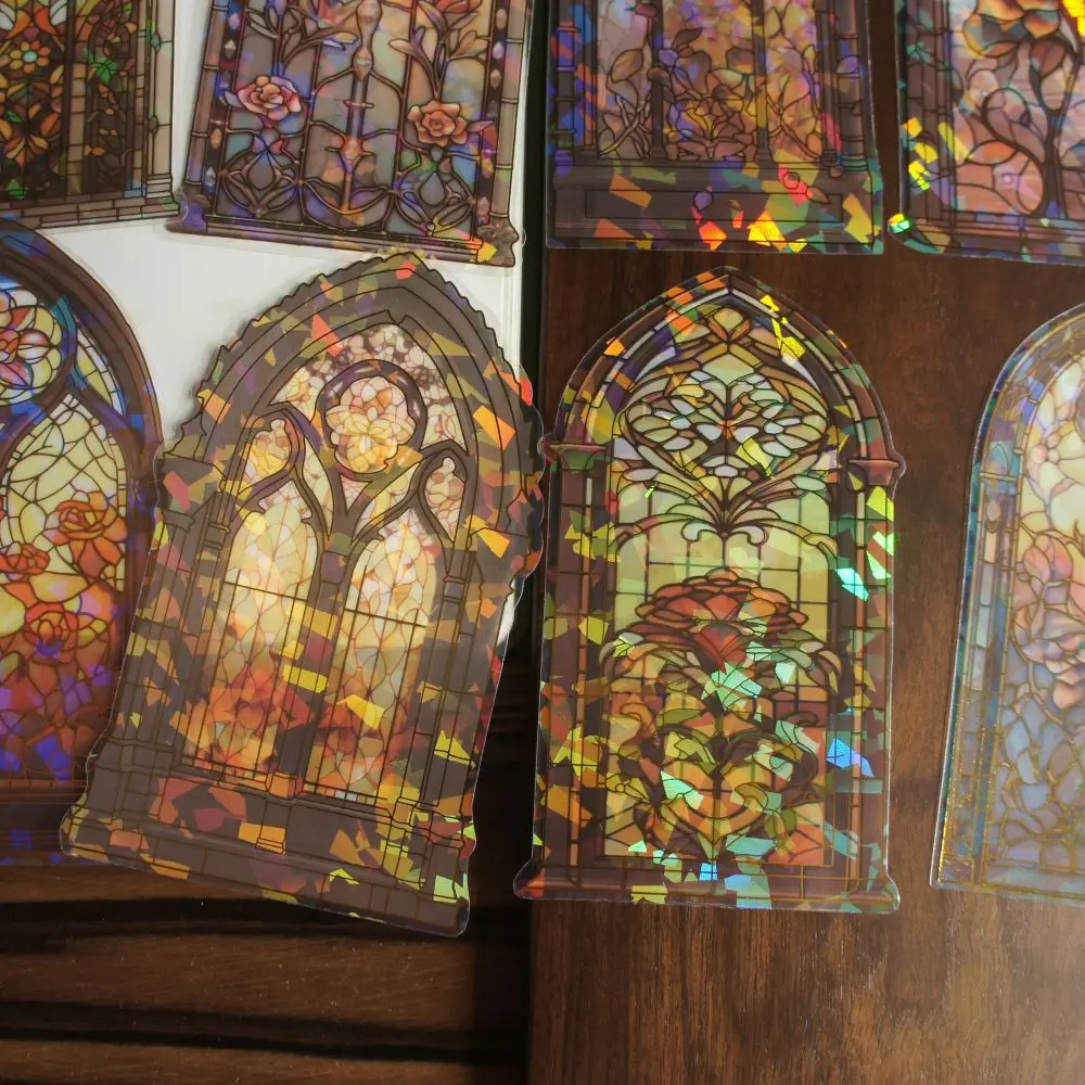 10 шт. лазерный Алмазный Узор окон витражного стекла замок стильная ПВХ наклейка