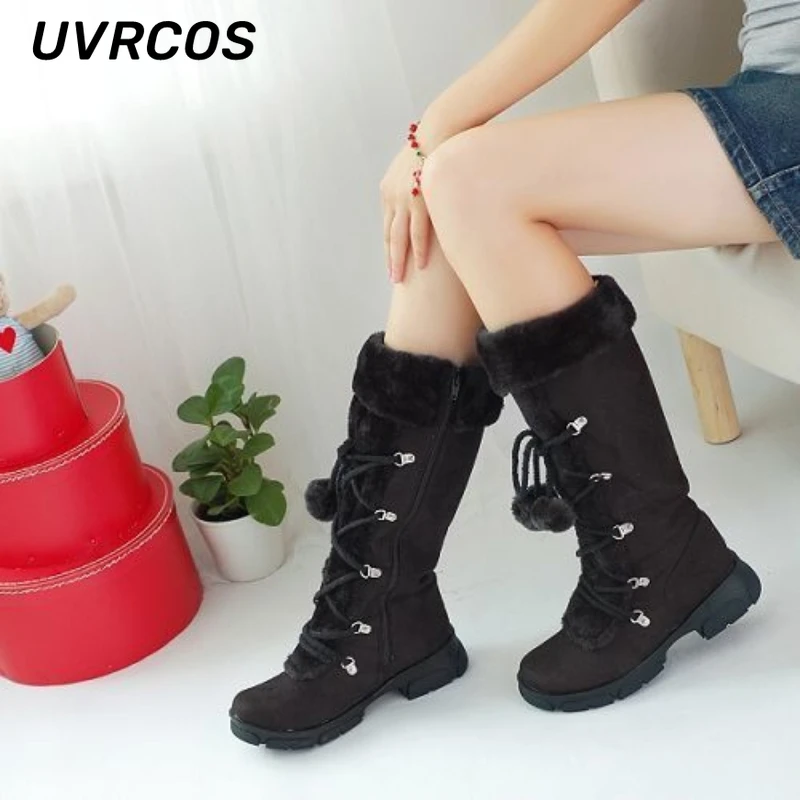 Thick-heeled Thick-soled High Boots Warm Snow Women Lace-up Thickened Comfortable Cotton 2022 Winter New Arrivals