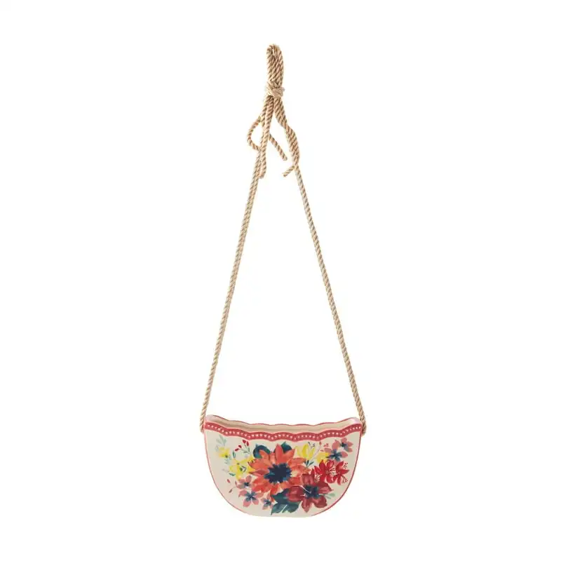 

8" Ceramic Hanging Planter, Red