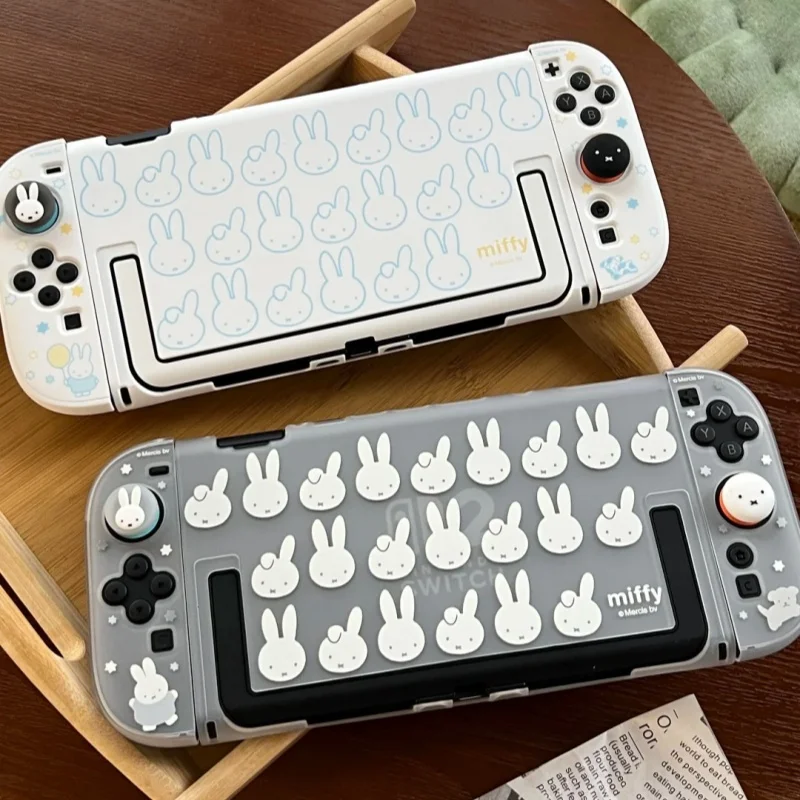 Фото Защитный чехол Geekshare Miffy Switch 2, полупрозрачный, с накладками на кнопки, аниме-аксессуары для игр, подарок для взрослых любителей игр №3