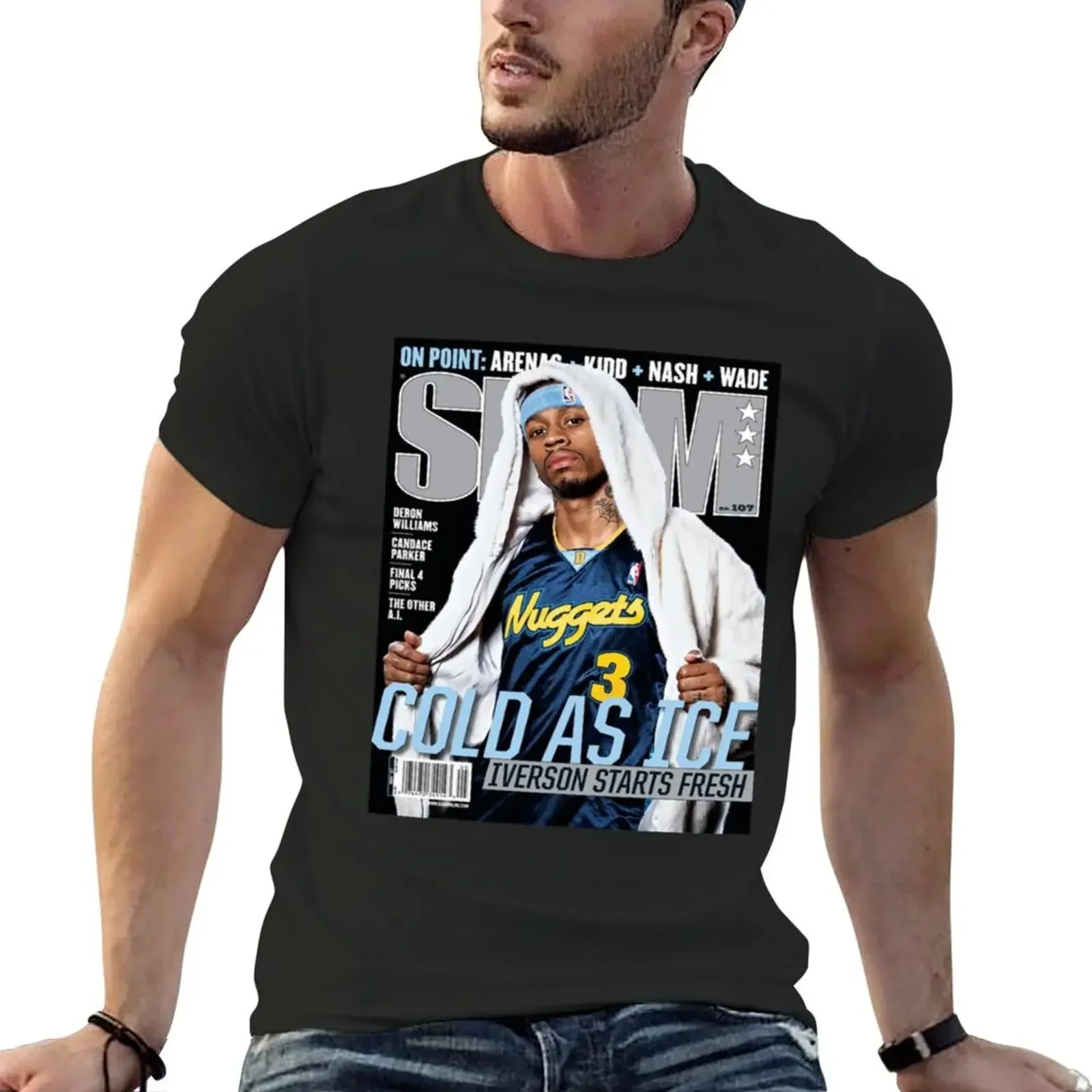 Allen-Iverson-Cover -Slam-Magazine T-Shirt summer clothes customizeds vintage anime shirt T-shirts for men cotton