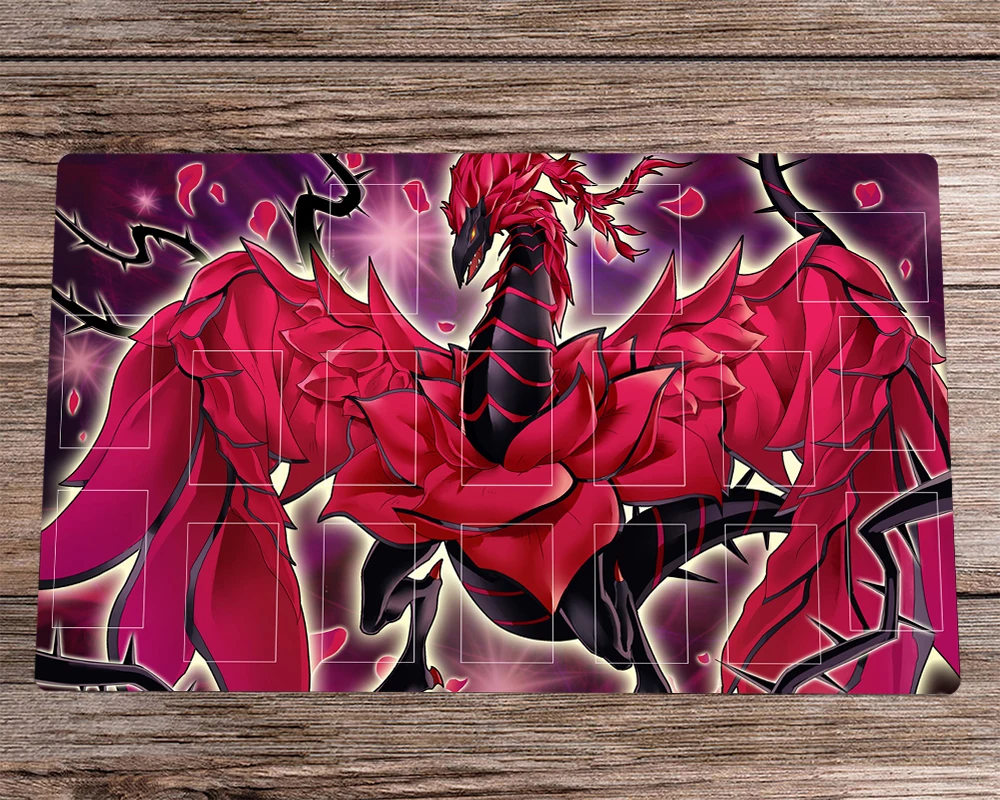 

Yu-Gi-Oh! TCG CCG Playmat Anime Black Rose Dragon Trading Card Game Mat Zones & Bag Anti-slip Rubber Desk Pad Mousepad 60x35cm