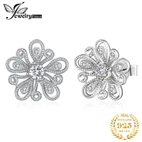 jewelrypalace flower cubic zirconia 925 sterling silver stud earrings for women fashion simulated diamond statement earrings