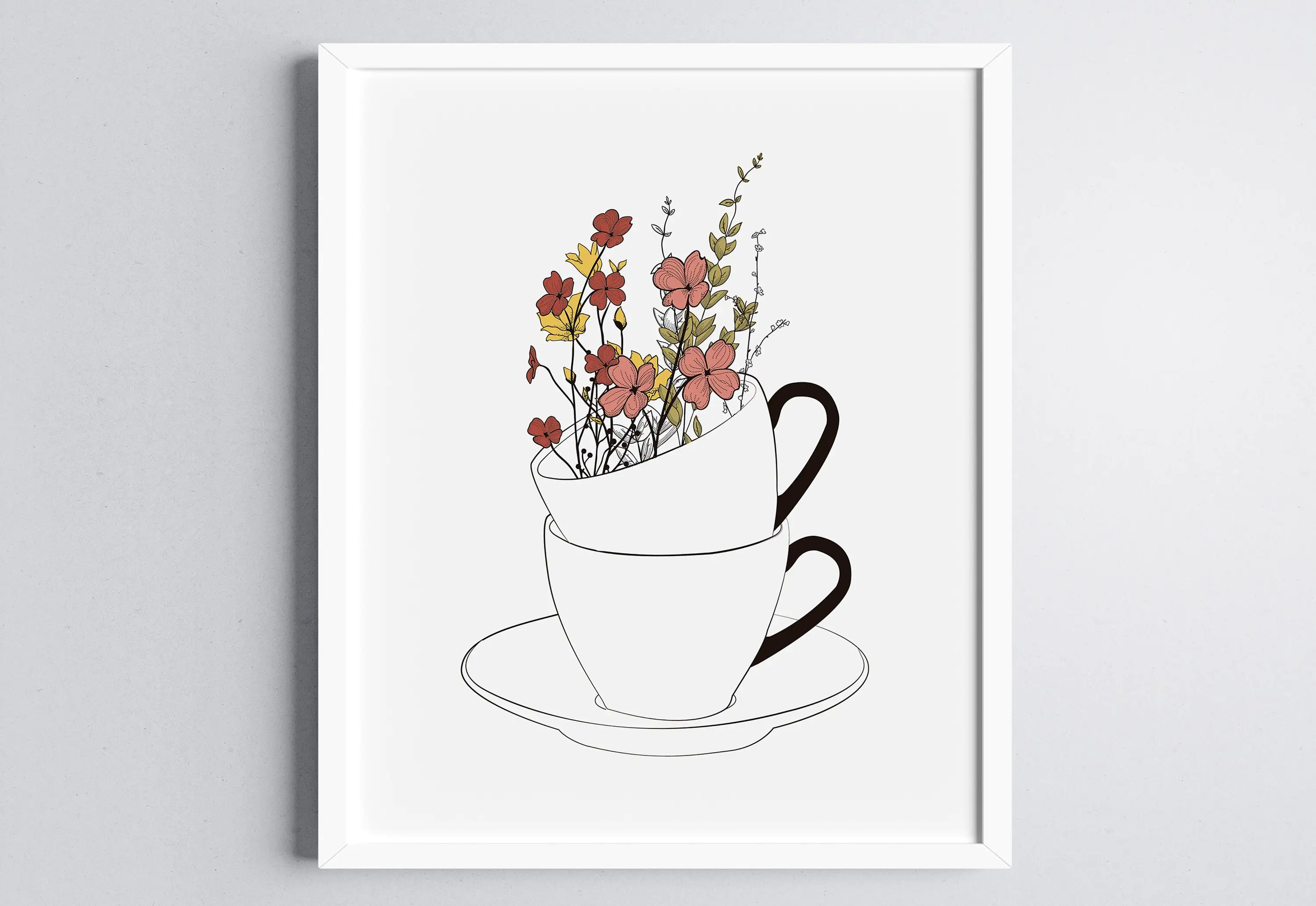 Минималистичная Кухонная Кружка С Цветочным Принтом Настенная Художественная