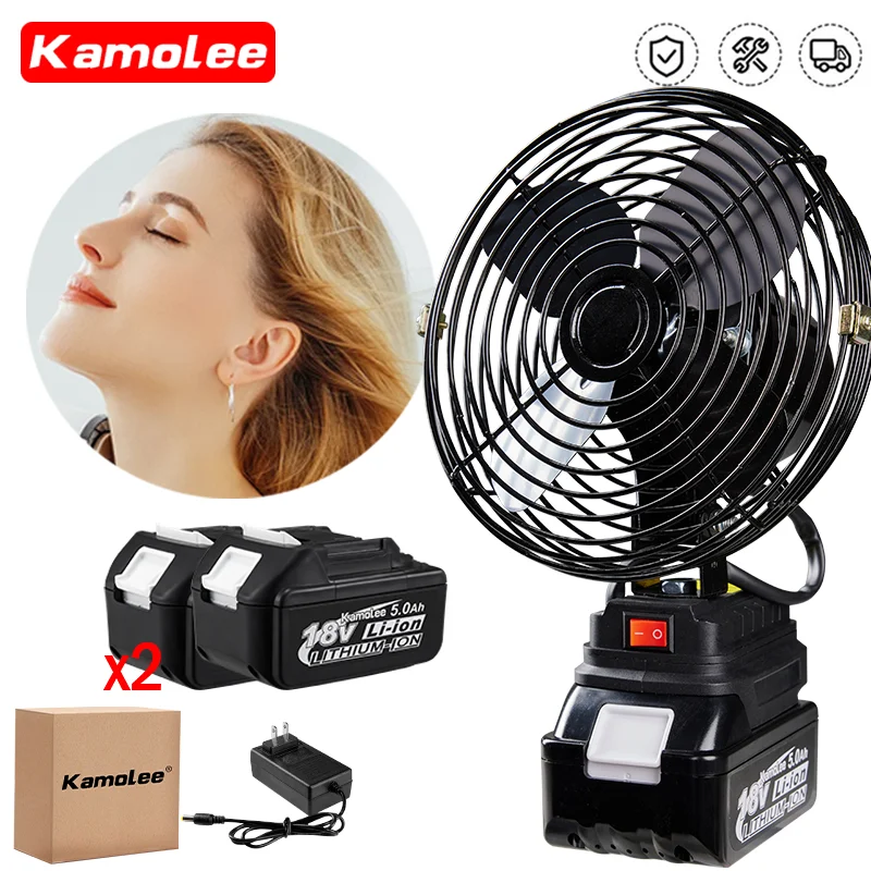 

Mute Portable Kamolee Small Fan for Dormitory, Office And Bedroom Compatible With Makita18V Battery
