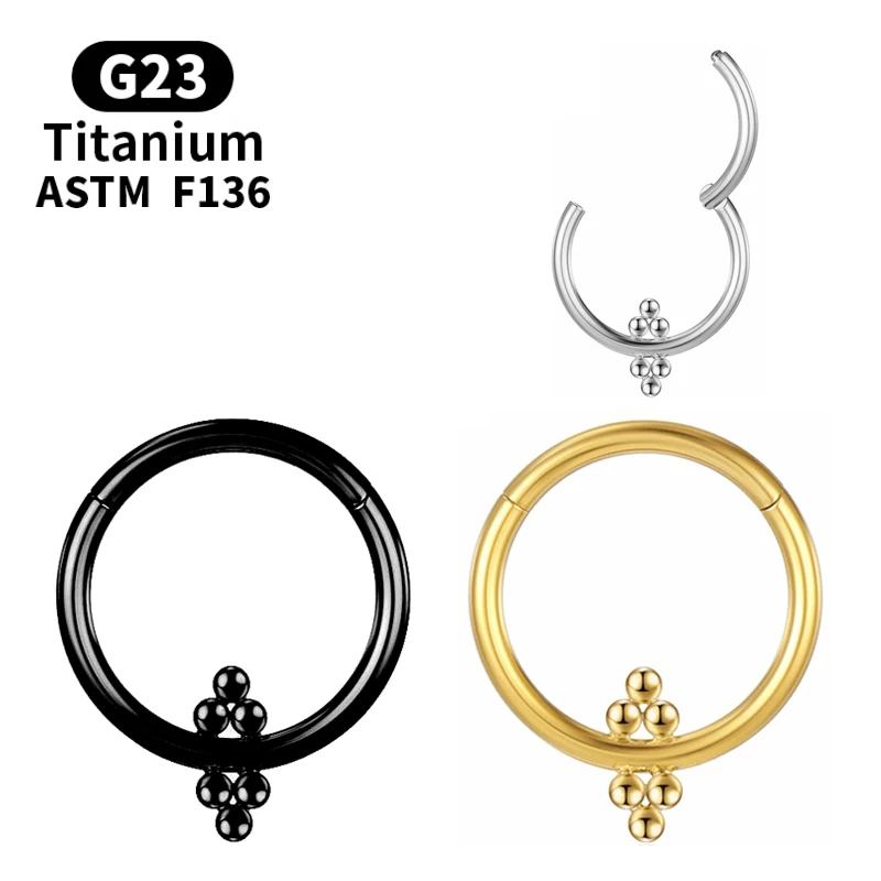 

G23 Titanium Earrings Nose Ring CZ Septum Hinge Segment Unisex Piercing Helix Cartilage Nasal Septum Ring Body Jewelry Clicker