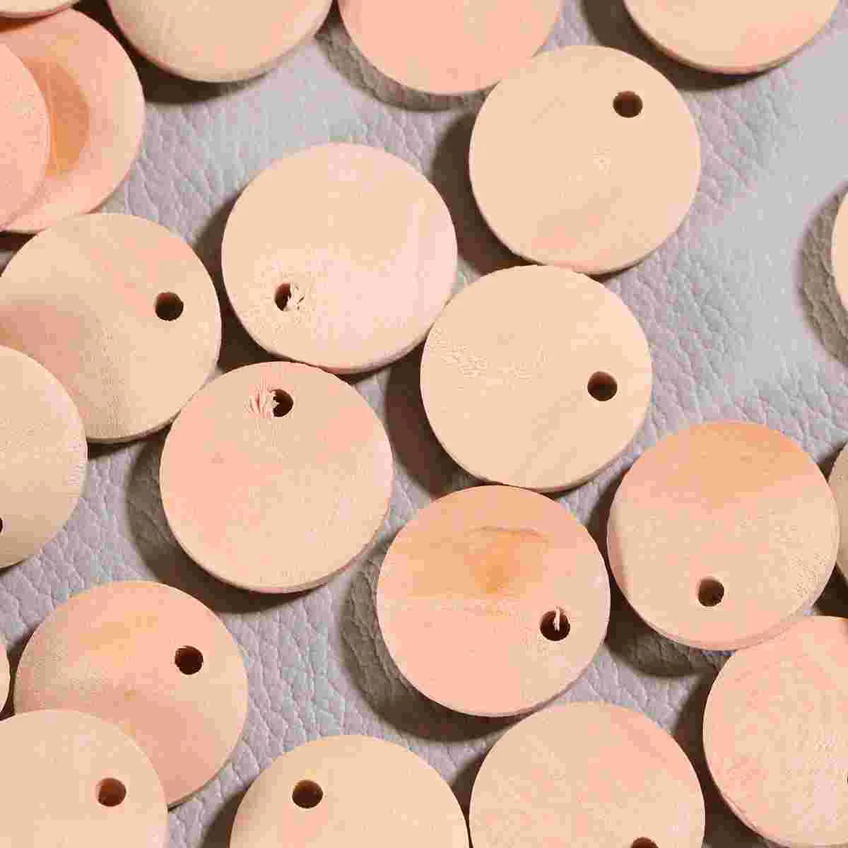 

100pcs Wooden Unfinished Round Circles with Holes Blank Natural Wooden Round Cutouts Slices for Crafts Jewelry Making