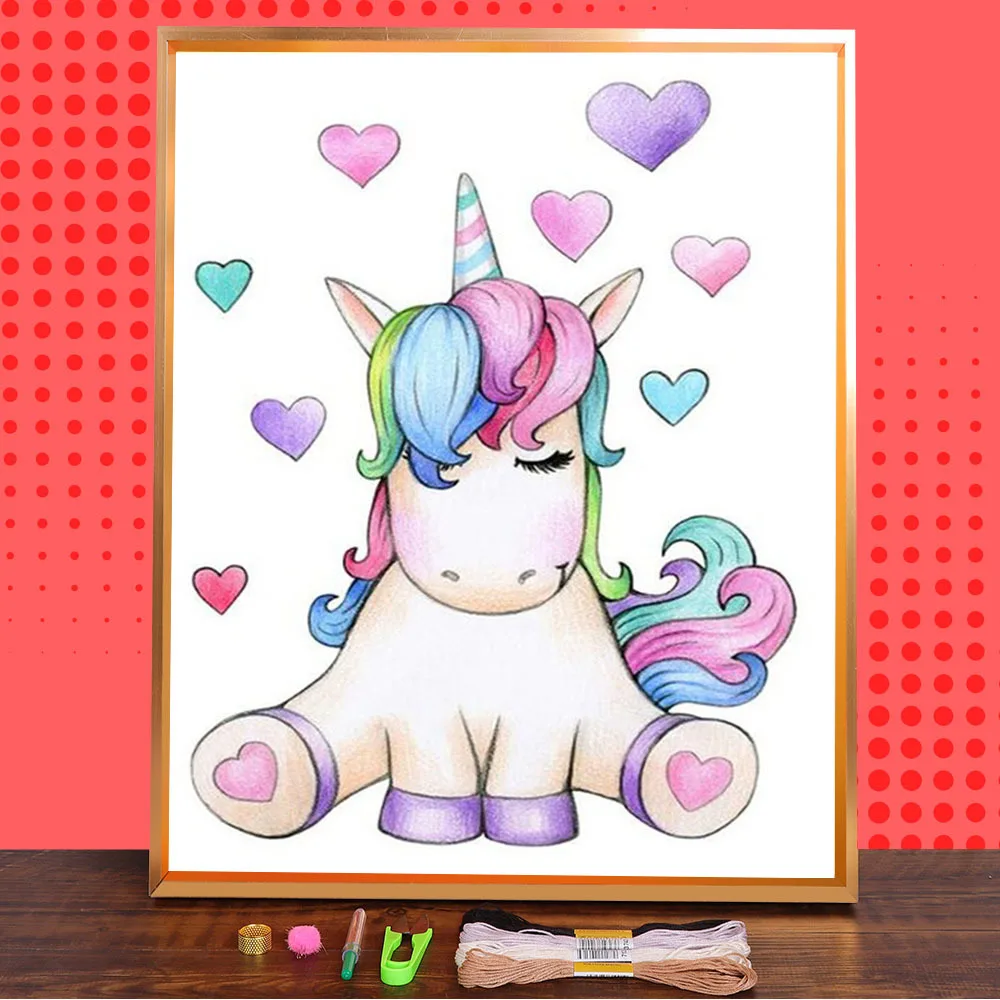 Вышивка крестиком 11CT с мультяшным единорогом узоры для вышивки сделай сам DMC