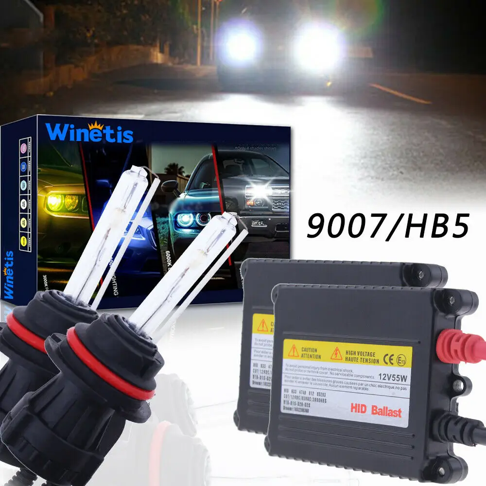 

55W 9007 Bi-Xenon Hid Headlight Bulbs Conversion Kit 6000K Cool White Bulb Lamp