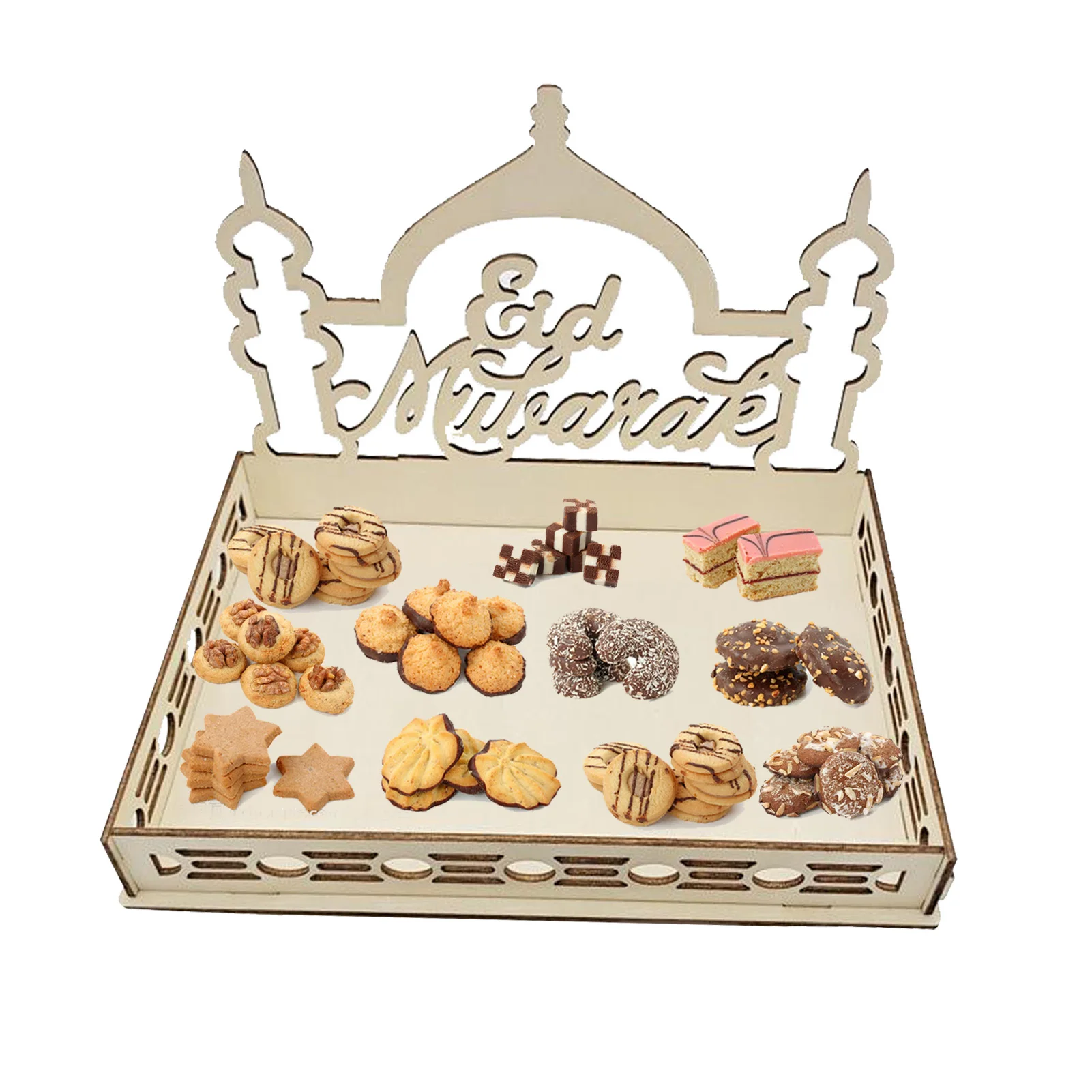 

Исламский мусульманский декор для вечеринки ИД Мубарак Луна Звезда деревянная фотография для дома Рамадан Kareem подарки лоток для еды Ид Аль ...