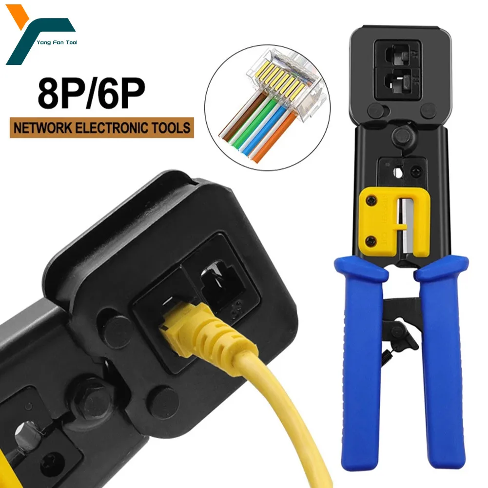 

RJ45 Network LAN Cable Crimper Plier 8P 6P Cat6 Cat5 Cat5e RJ11 Crystal Head Ethernet Data Cable Crimping Stripping Cutting Tool