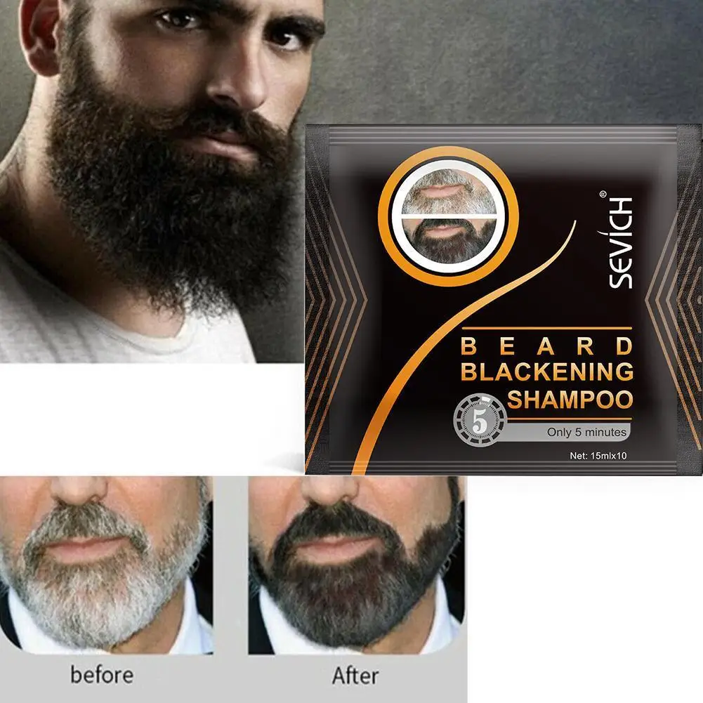 15ml Beard Blackening Shampoo Only 5mins Fast Dye Beard Into Black Long Lasting 4 Weeks Coloring Nou