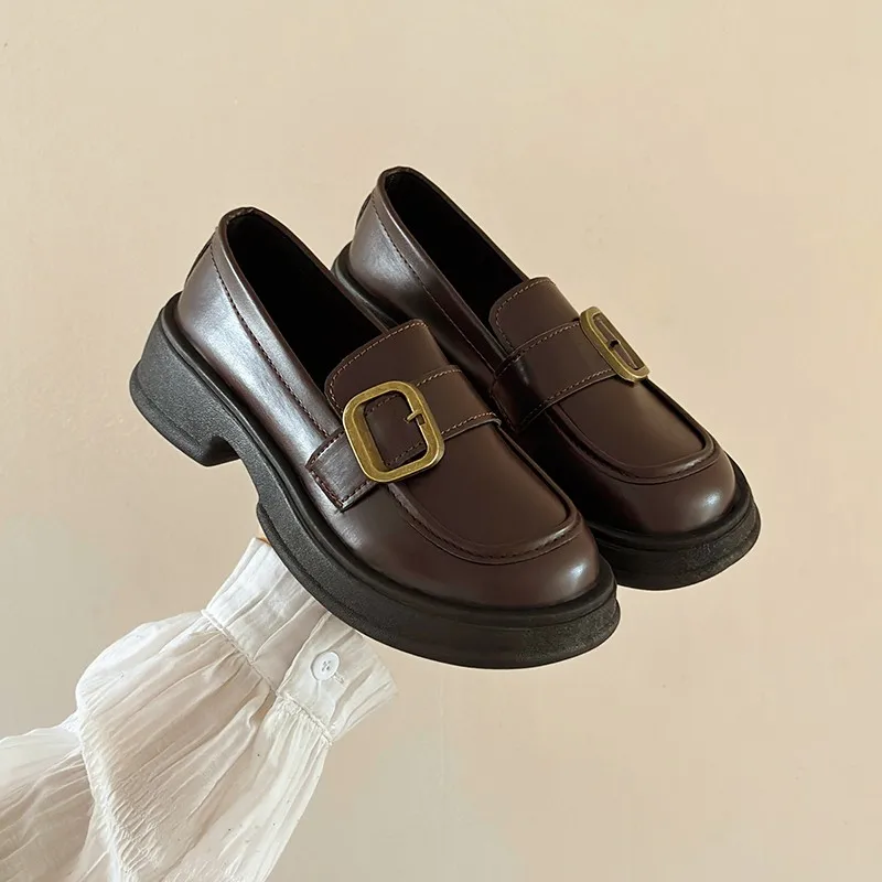

Mary Jane Thick Soled British Style Women's Shoes Loafers Women 2023 Spring and Autumn New Small Leather Shoes Jk Single Shoes