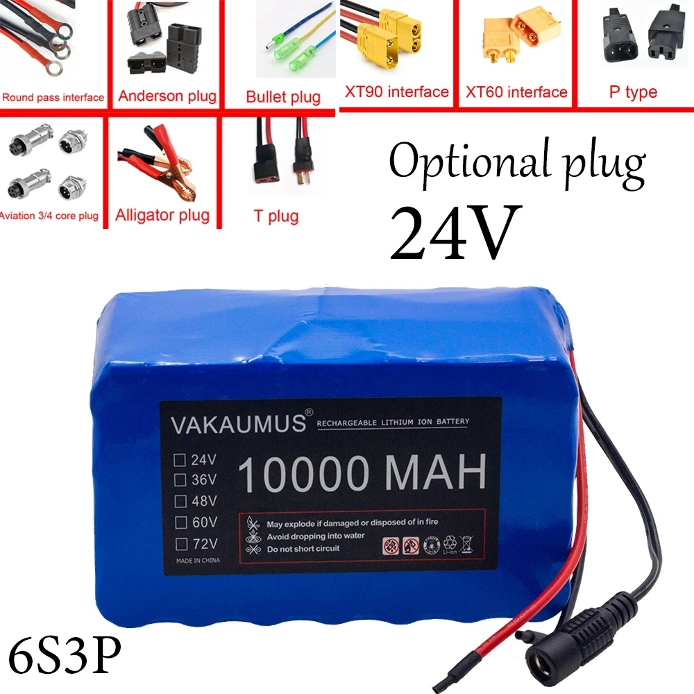 

6S3P 24V 10AH Accu 25.2V 10000Mah Bms Elektrische Fiets Speelgoed Auto E-bike 18650 Lithium Ion Batterij + Lader Sterke Macht