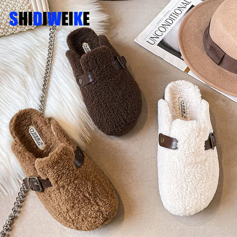 

SDWK Luxury Lambwool Moccasins Femme Winter Cotton Shoes Women Warm Plush Loafers Comfy Curly Sheep Fur Flats Women Slip on Shoe