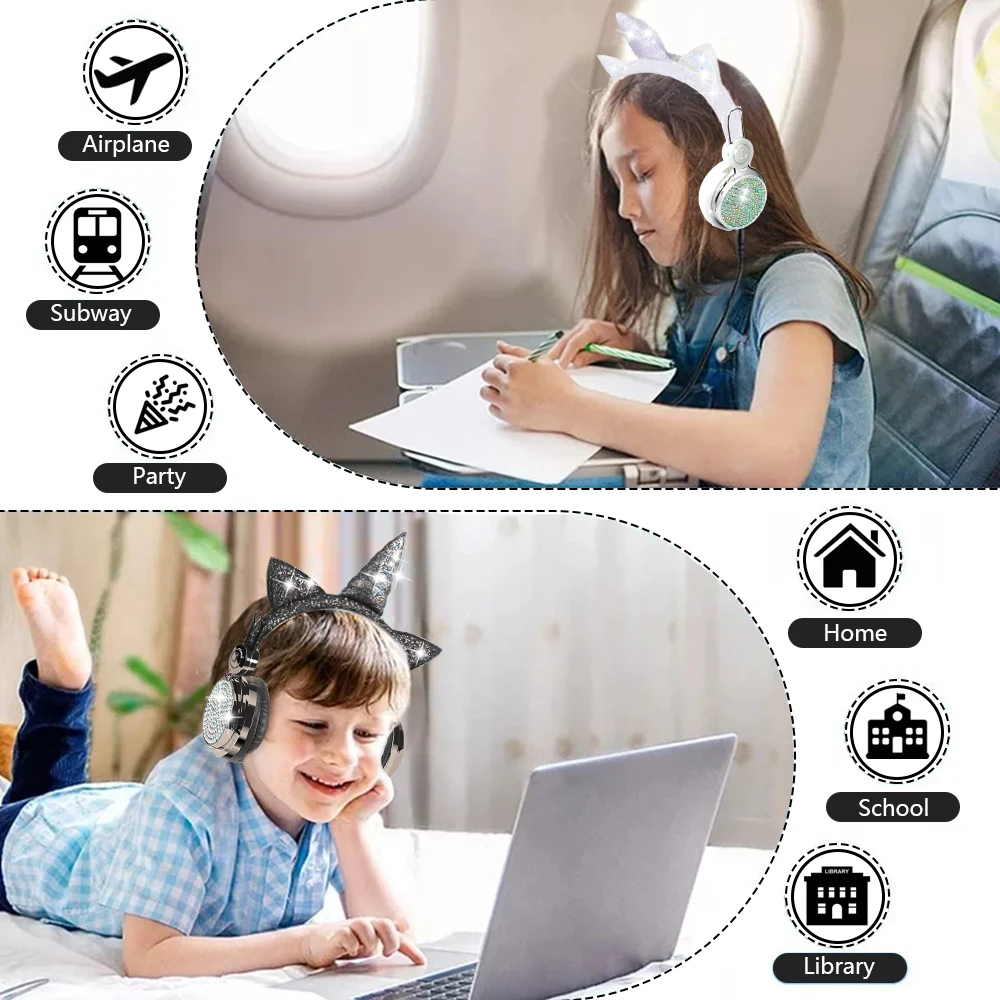 Qearfun Детские наушники Bluetooth Беспроводные с микрофоном музыкальная стереосистема