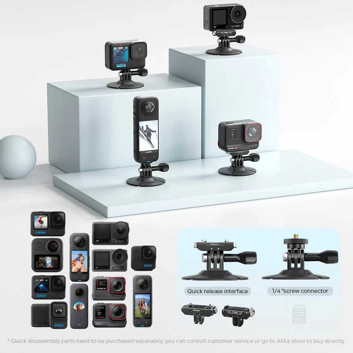 Для экшн-камер универсальная гибкая клейкая основа 1/4 винтовой интерфейс для GoPro /