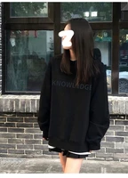 zouxo sweatshirt women high quality black front shoulder sweatshirt 2022 spring autumn fleece thicken clothes