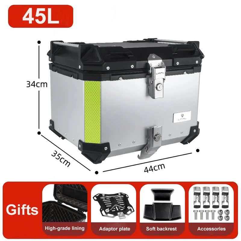 

LPPL 45L Motorcycle Helmet Box Aluminum Alloy Rear Trunk Luggage Storage Tool Cases Lock Trunk For YAMAHA For Honda For BMW