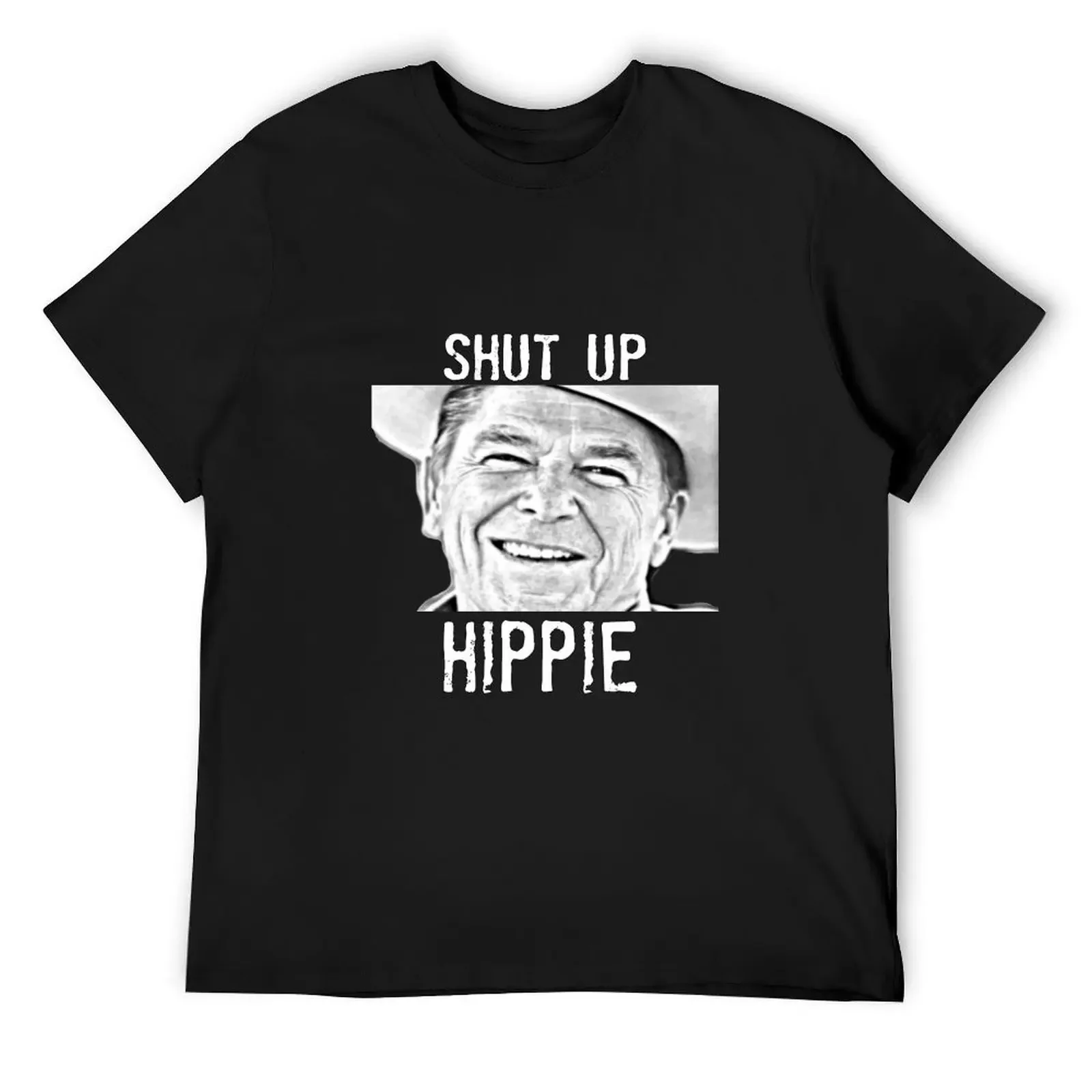 Футболка в стиле хиппи Ronald Reagan Shut Up черная футболка с короткими рукавами забавные