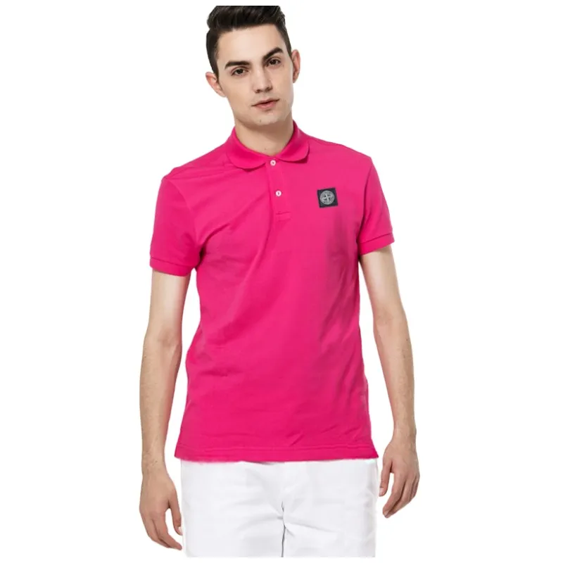 men fashion sport cotton polo tee shirts short sleeve stone solid embroidery design T-shirt summer si tops