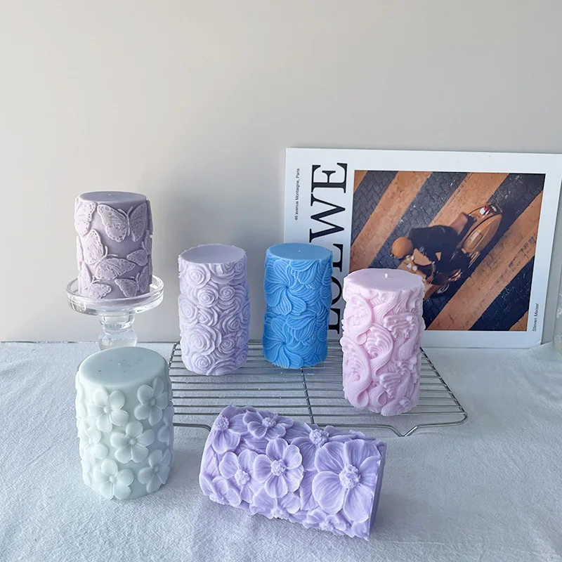 

2022 New Silicone Pillar Candle Mold Form Mould 3d Cylinder Shape Handmade Resin Epoxy DIY Craft Candle Pouring Making Supplies