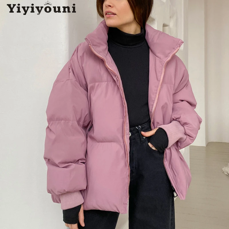 Yiyiyouni Autumn Winter Down Puffer Jacket Woman Thick Bubble Coat Cotton Liner Padded Parkas Female Warm Zipper Outerwear 2023