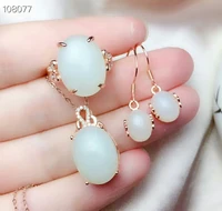 meibapj natural white nephrite jade gemstone jewelry set real 925 sterling silver three piece suite fine jewelry for women