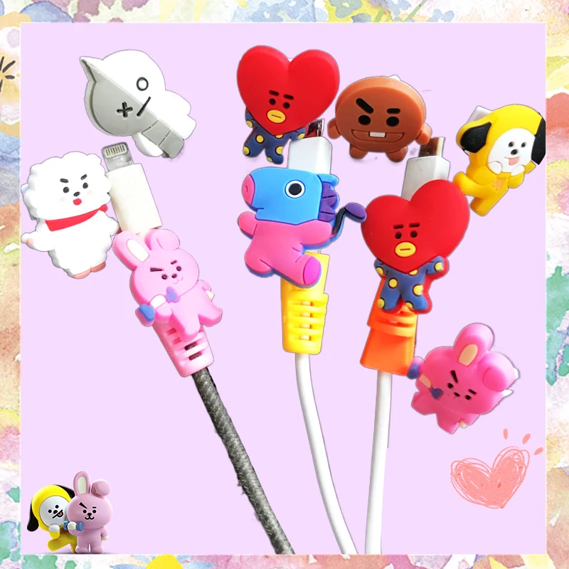 

Bt21 Phone Charging Line Protective Cover Kawaii Prevent Wire Breakage Anime Tata Chimmy Koya Cooky Cute Kpop Star Bts Fans Gift