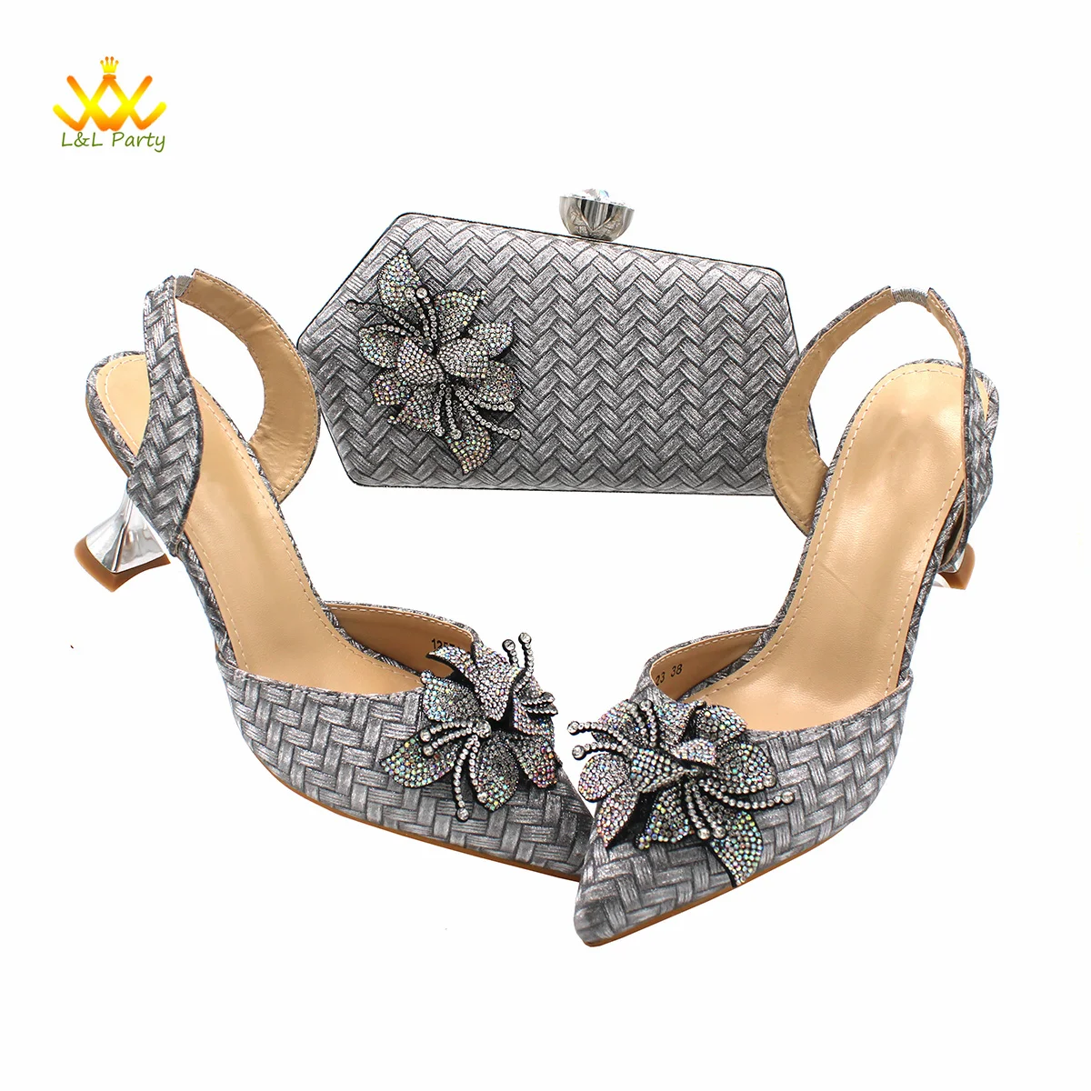 

Новинка 2022, популярные итальянские женские босоножки на высоком каблуке с ремешком на пятке, серебристого цвета