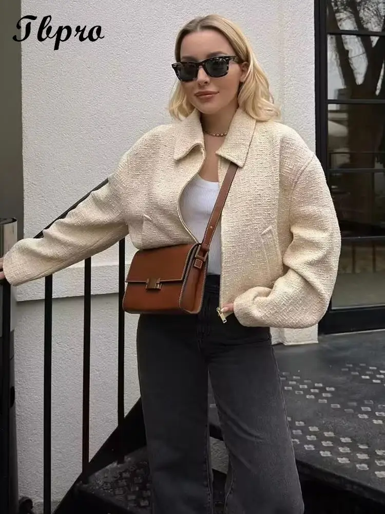 

Fashion Bomber Jackets For Women Elegant Solid Long Sleeve Zipper Coats Ladies 2023 Spring Antumn Chic Female White Outerwear