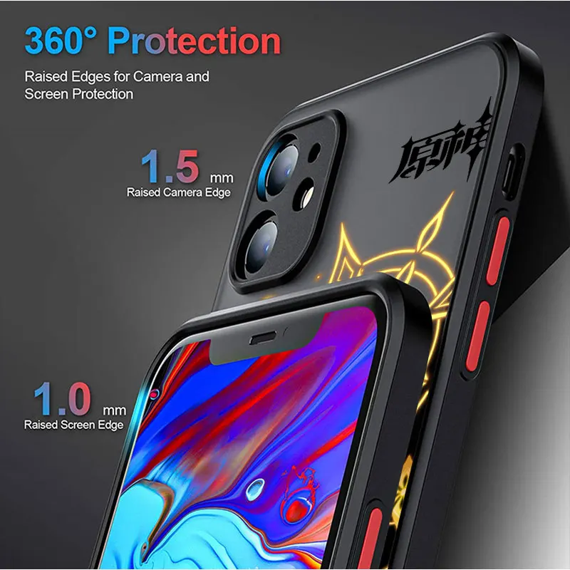Genshin Impact Amber Matte Phone Case For iPhone 11 Case For iPhone 14 13 12 Pro Max Mini X XR Xs 8 6 7 Plus Bumper Shell Cover images - 6