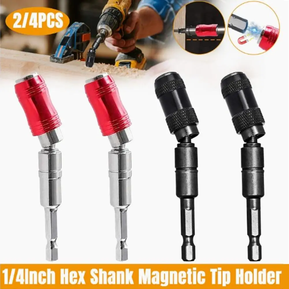 

2pcs/4pcs 1/4inch Shank Steel Impact Magnetic Pivoting Drill Bit Tip Holder With Magnetic Lock