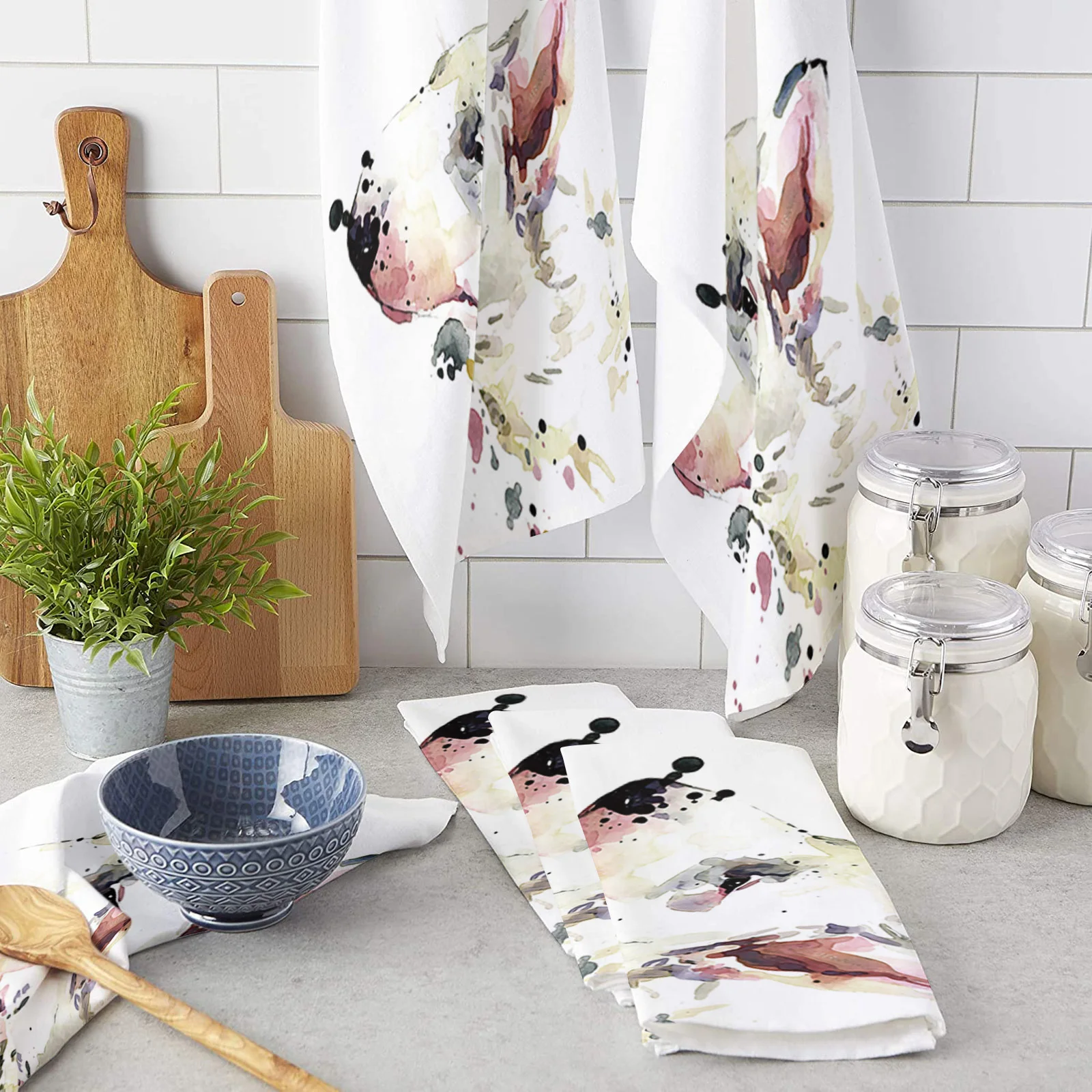 

Набор кухонных полотенец для мытья посуды с изображением щенка бультерьера