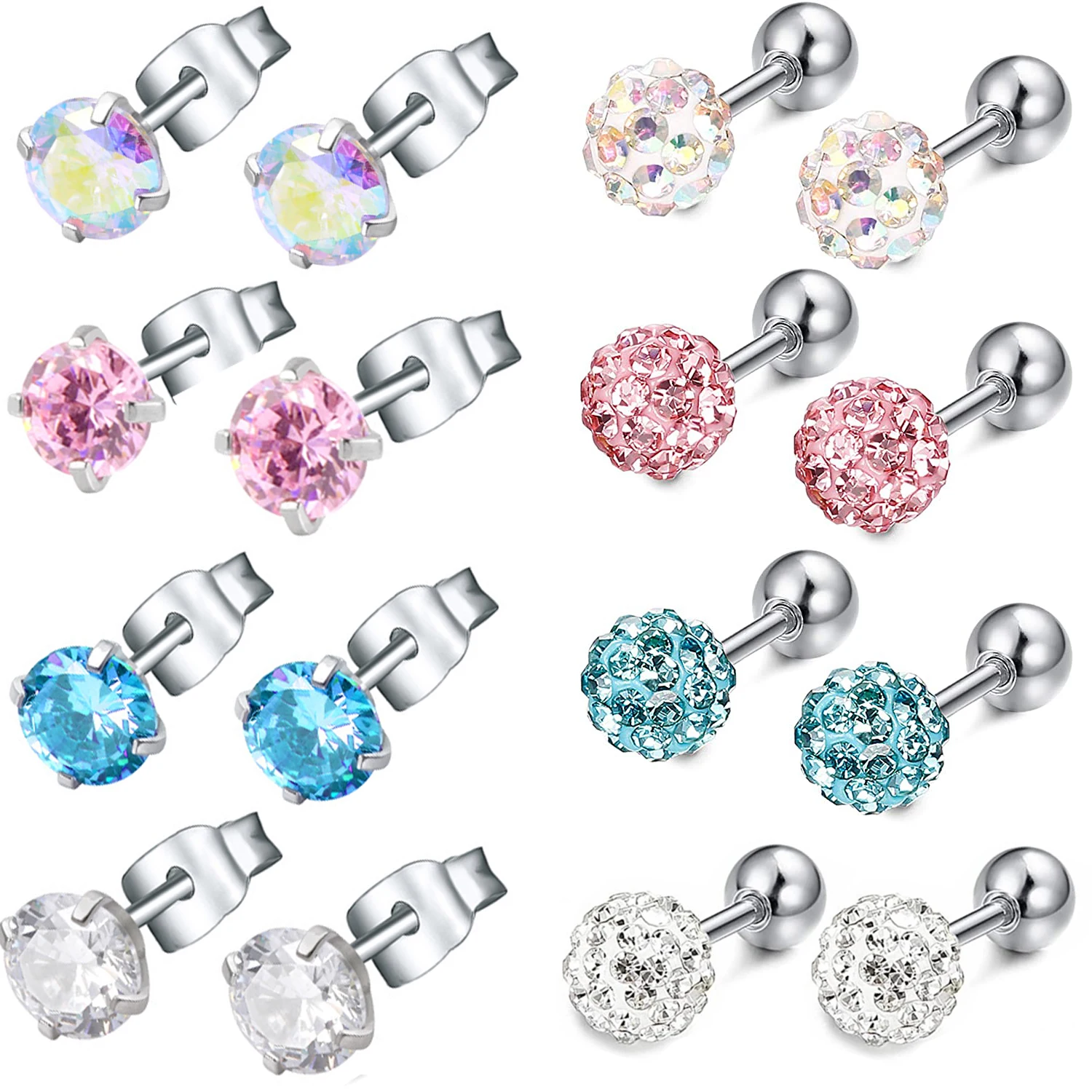 

Серьги-гвоздики из нержавеющей стали с фианитом, 1 пара