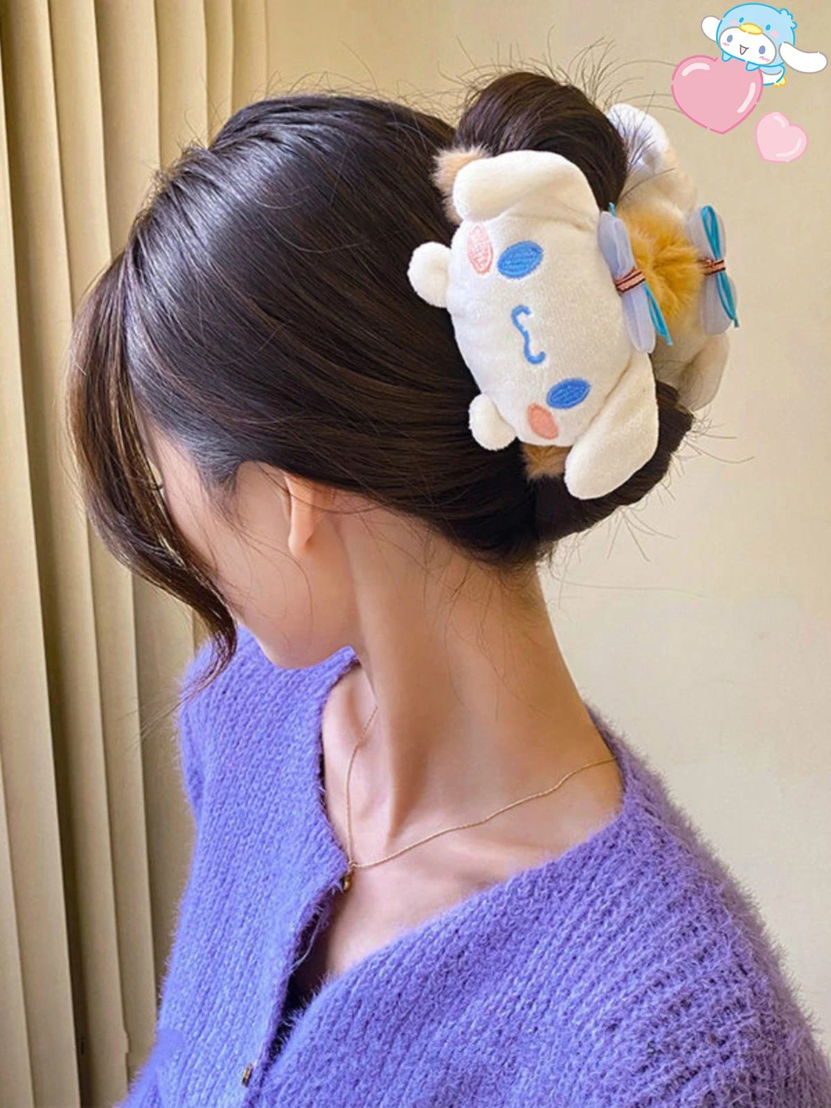 

Sanrio Minisoed Animation Peripheral Large Plush Clip Ins Girl Heart Kawaii Wash Makeup Daily Hairpin Jewelry Holiday Gifts