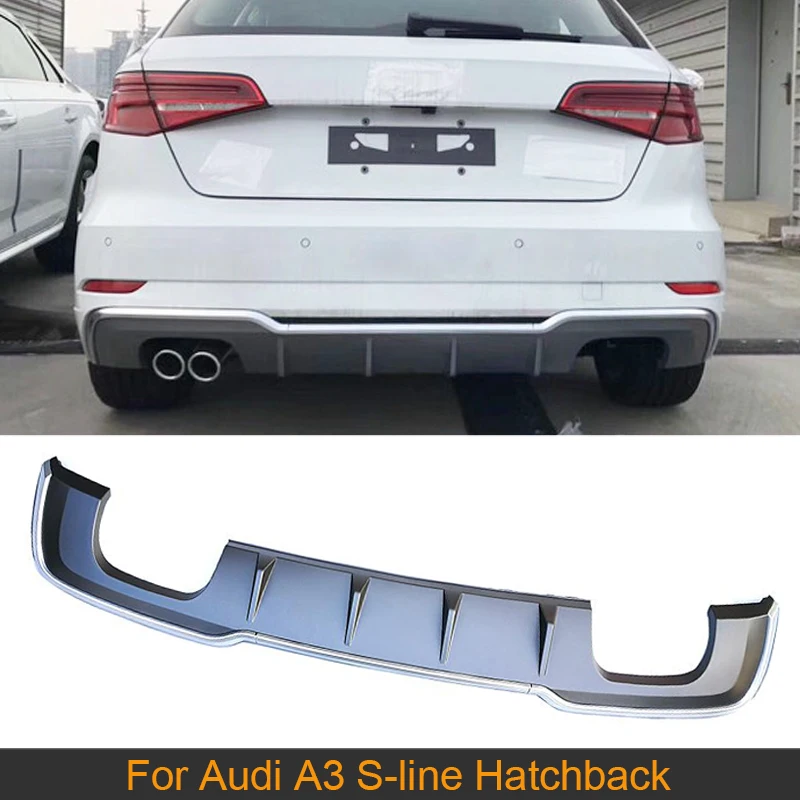 

Автомобильный задний бампер диффузор губа спойлер для Audi A3 S-line хэтчбек 2 двери 2017-2019 PP задний диффузор губа четыре выхода
