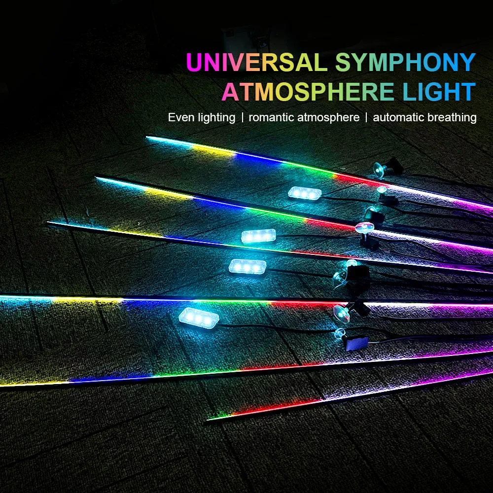 Фото 18-в-1 Symphony RGB Неоновая Полоса, Комплект Окружающего Освещения Салона Автомобиля, Полноцветное Украшение, Атмосферный Свет №2