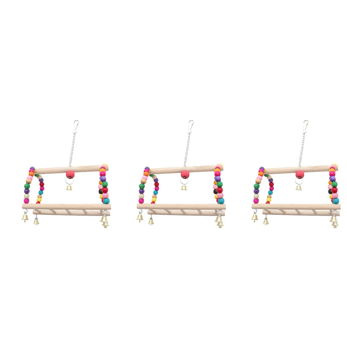 

3 pcs Parrot Wood Beads Creative Funny Bridge Hanging Playing Swing Pet for Parrot Bird