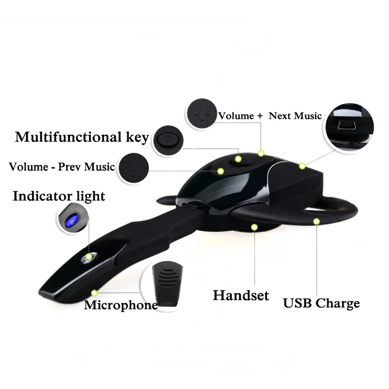 wireless bluetooth headset with microphone earphone bluetooth headphones rechargeable long standby handsfree wireless headphones free global shipping