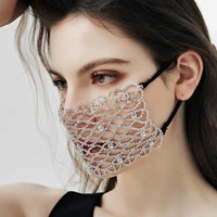exaggerated nightclub party sexy trend mask fishnet personality mask bling crystal facial ornaments vintage gift