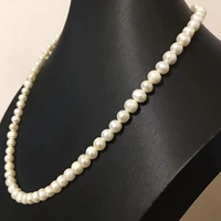 freshwater pearl necklace 6 7mm natural thread pearl jewelry near round pearl necklace for women gift
