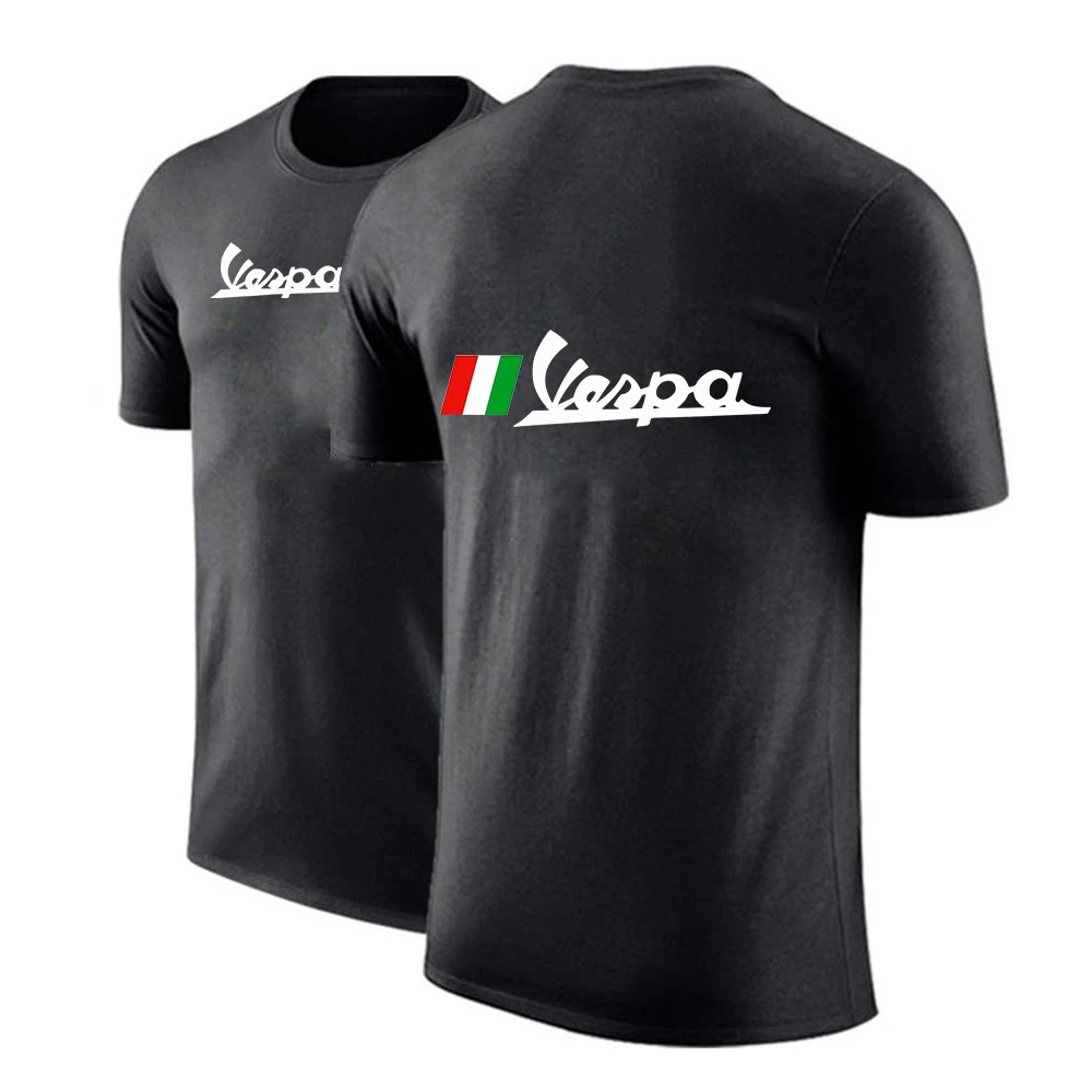 

2022 Vespa Logo Summer Custom Comfortable Men Print T-shirts Sleeve O-neck Solid Color Decal Loose Tshirt Men Bottoming