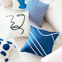 light luxury modern minimalist pillow blue sofa cushion velvet ins waist pillow homestay blue cushion